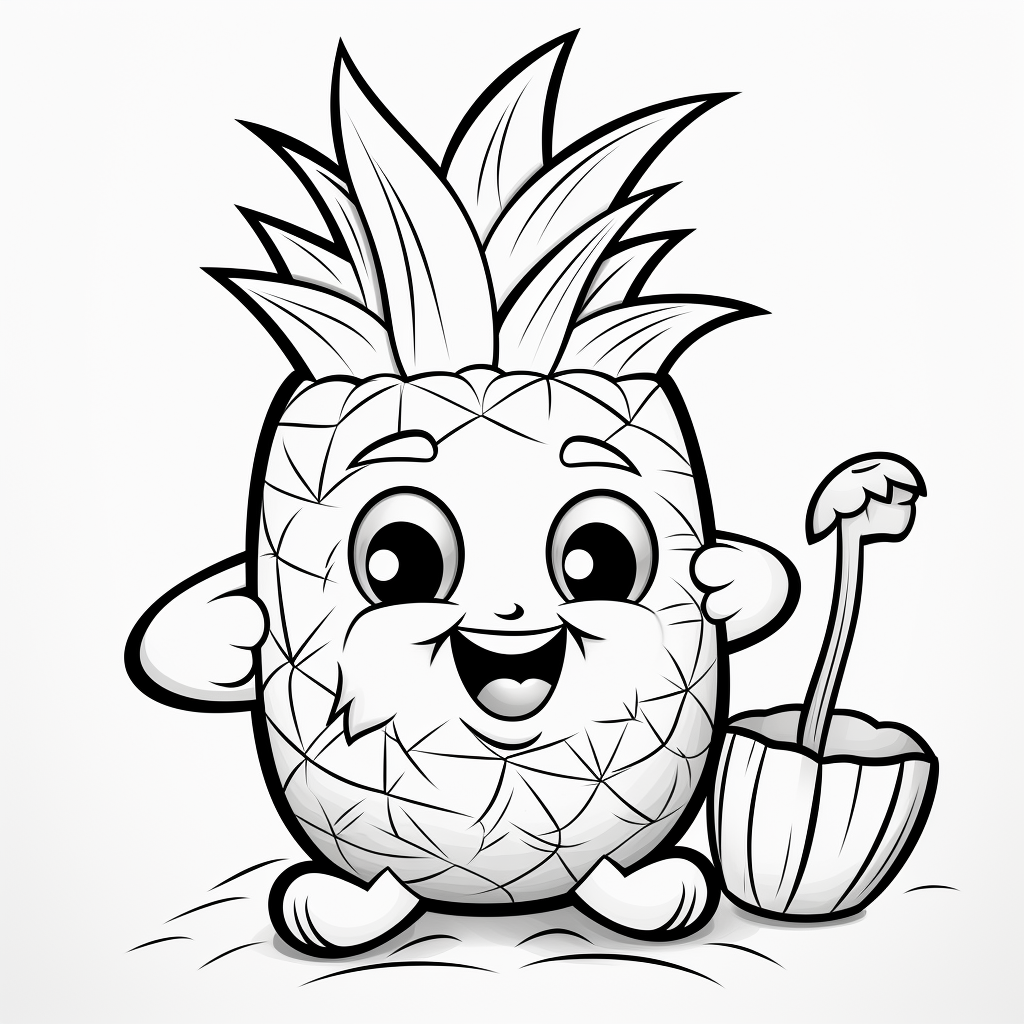Pineapple 07  coloring page to print and coloring