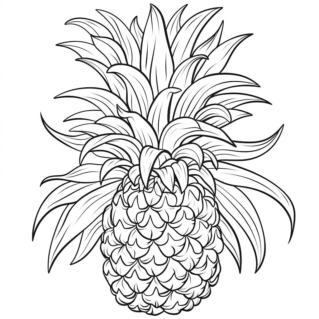 Desenho 09 de abacaxi para imprimir e colorir
