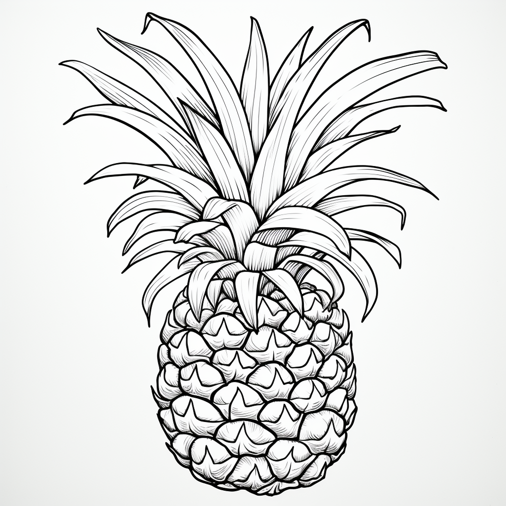 Desenho 10 de abacaxi para imprimir e colorir