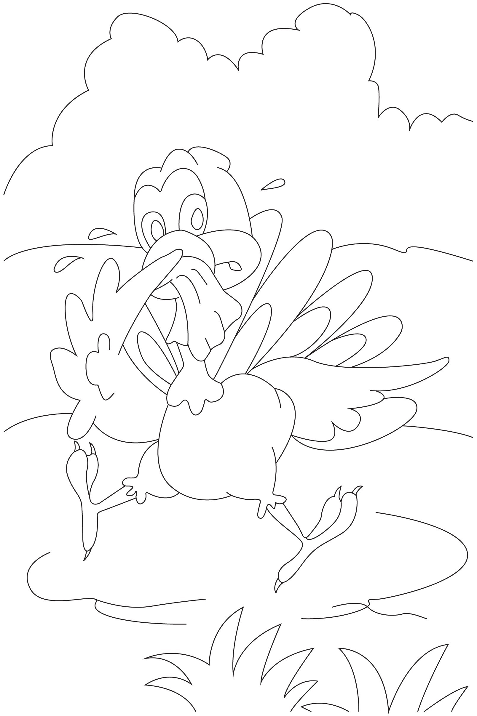 Cartoon turkey coloring page for children