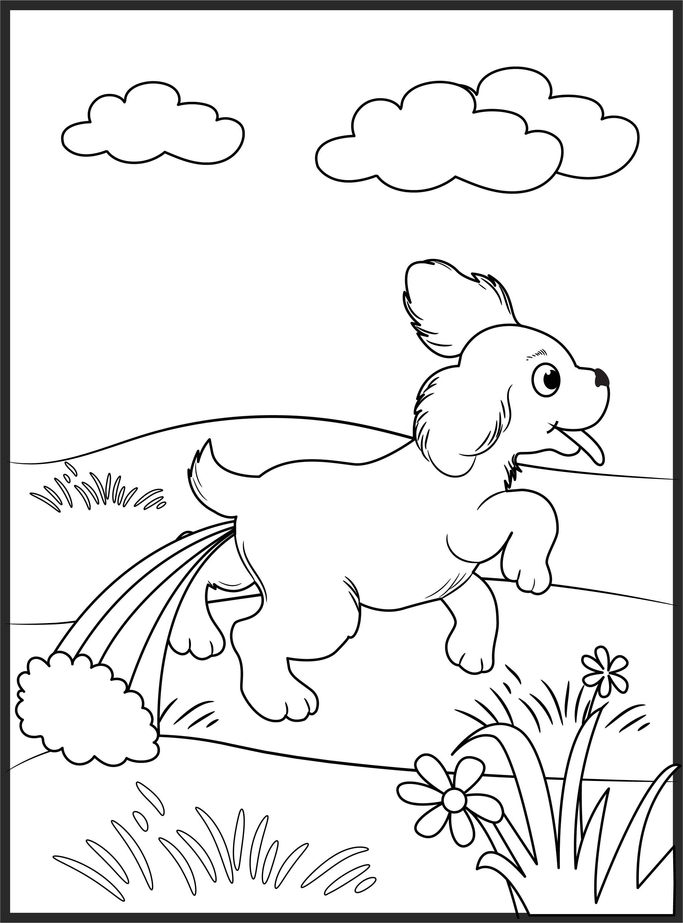 Página para colorear de perro para niños