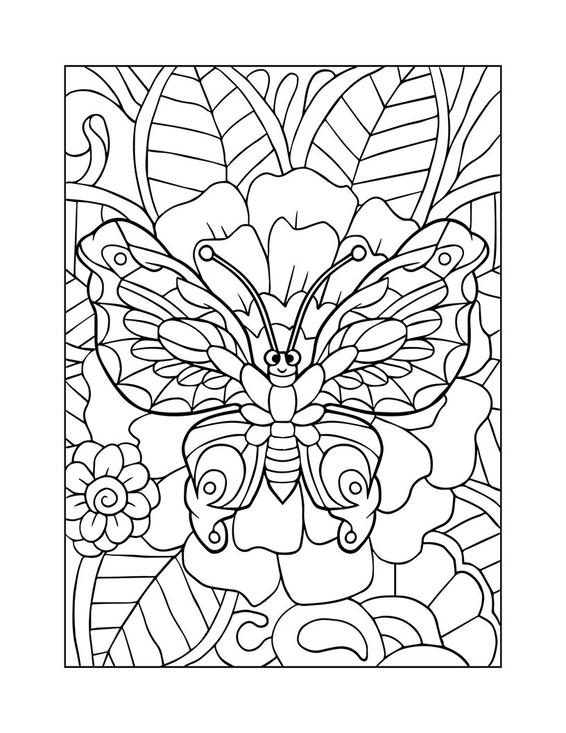 Disegno da colorare di farfalla mandala