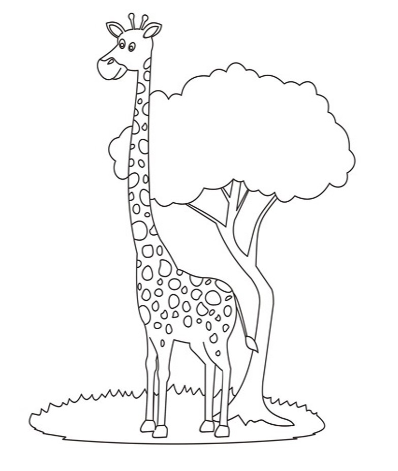Disegno da colorare di giraffa kawaii