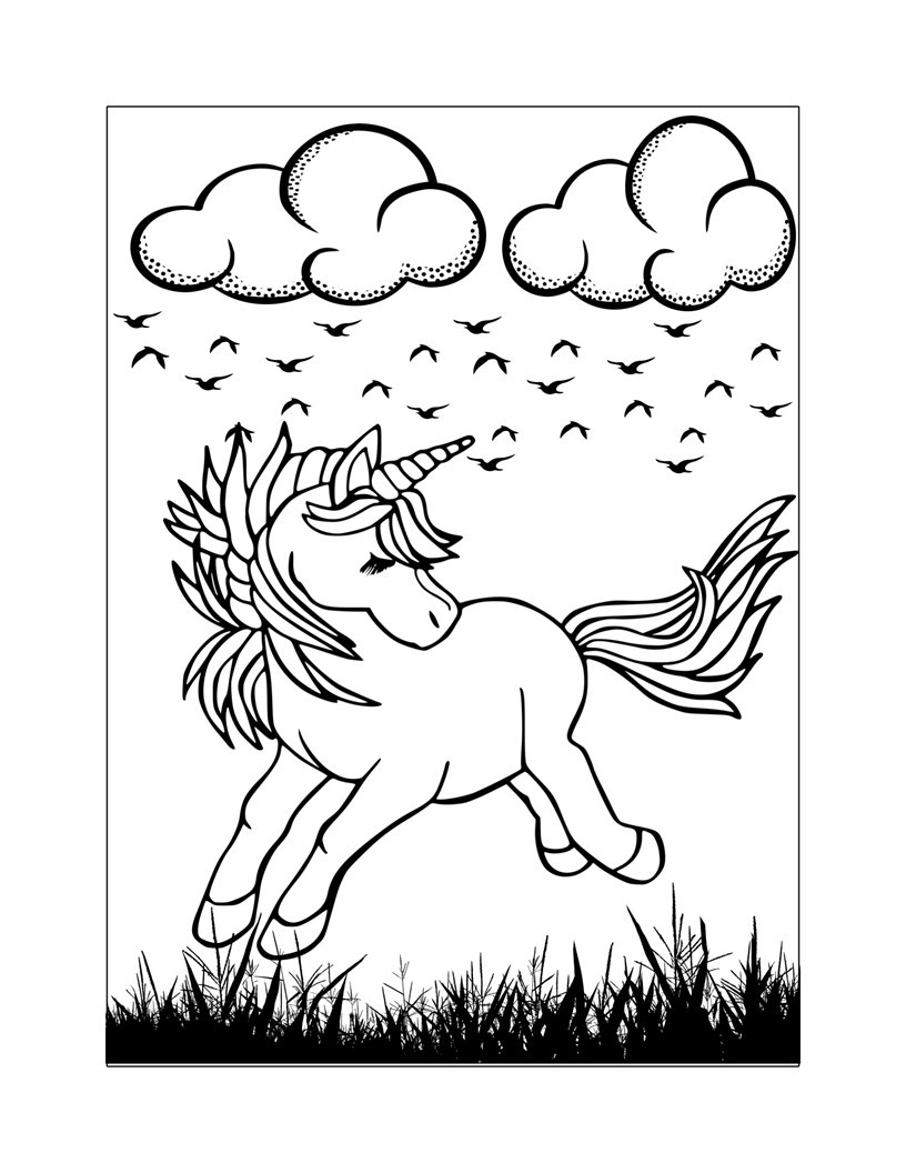 Disegno da colorare di unicorno kawaii