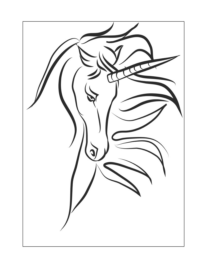 Disegno da colorare di unicorno stilizzato
