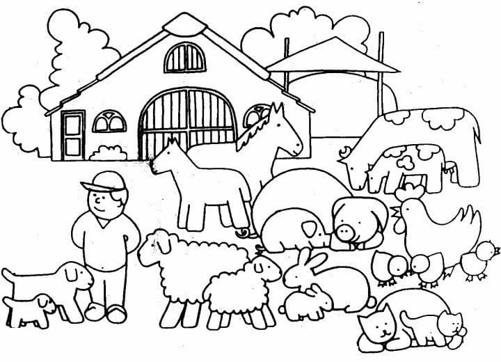 Dessin 01 des animaux de la ferme à imprimer et colorier