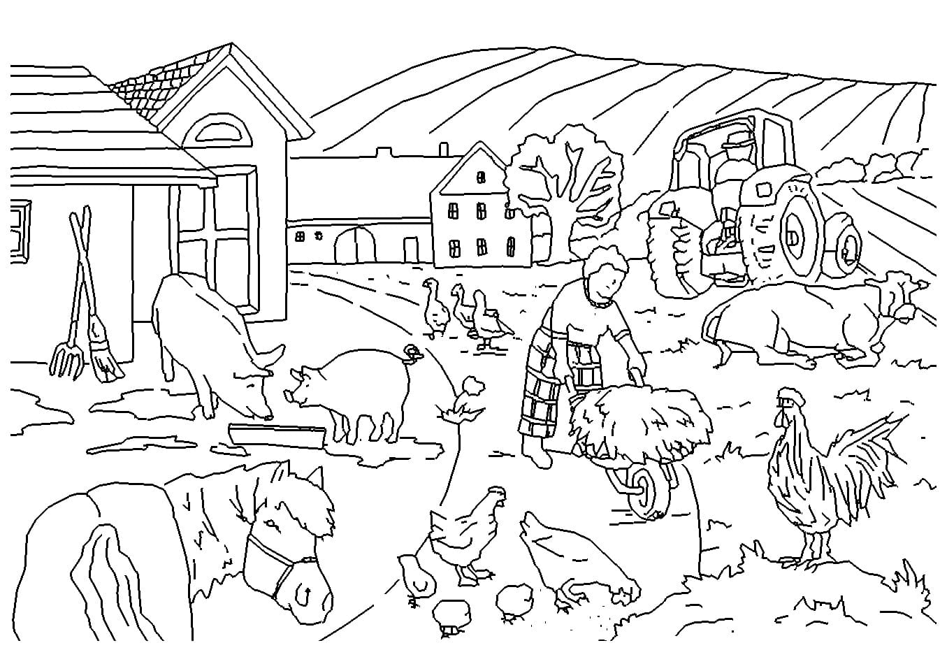 프린트하고 색칠할 농장 동물 13마리 그리기