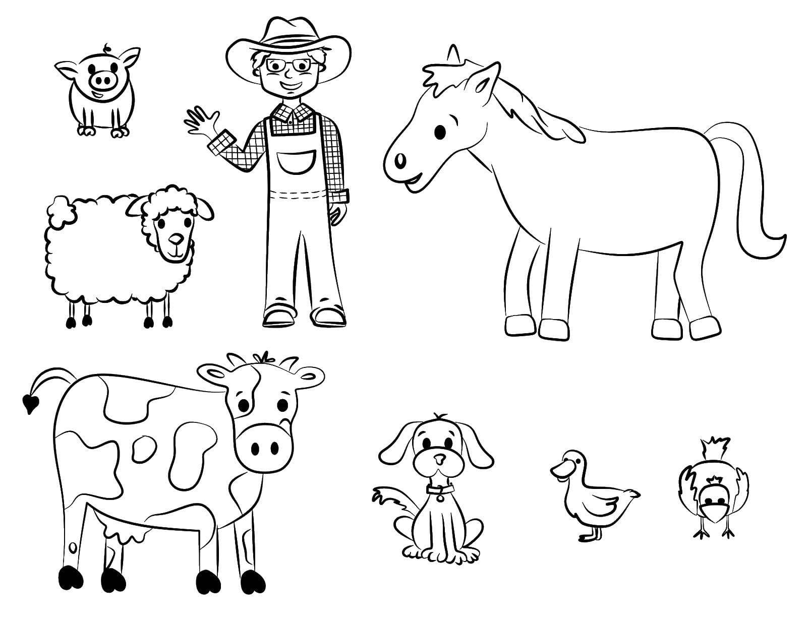 Disegno 19 di animali della fattoria da stampare e colorare