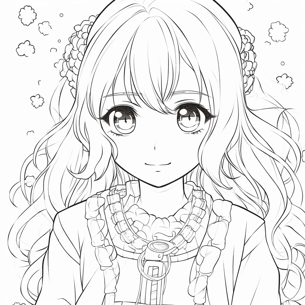 girl 05 from anime coloring page to print and coloring