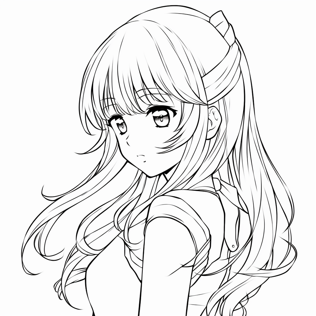 Dibujo de Chica 08 de anime para imprimir y colorear