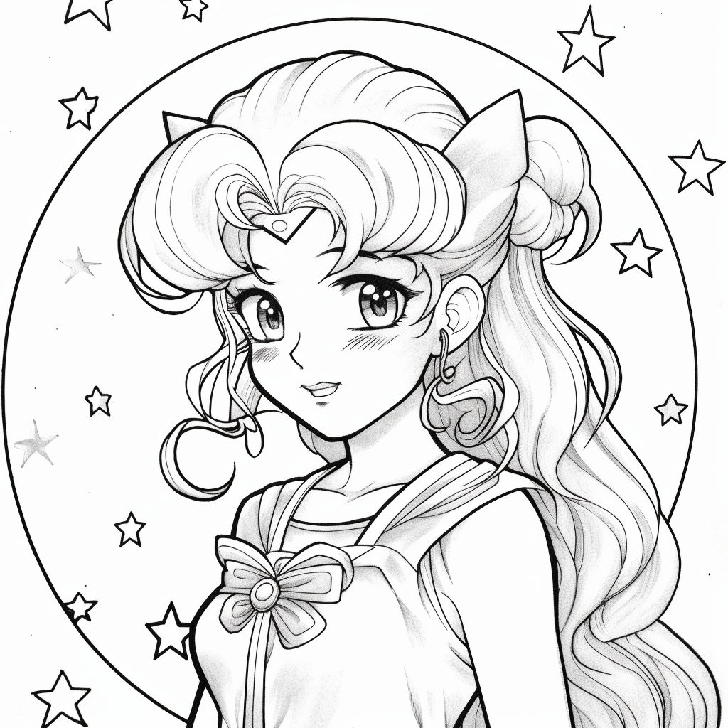 girl 45 from anime coloring page to print and coloring