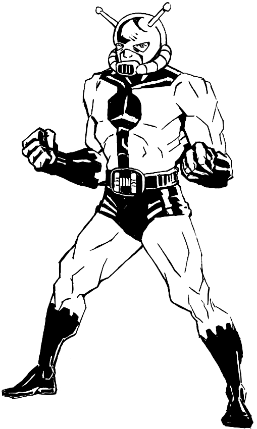 Tegning af Ant-Man i tegneserieversionen til at printe og farvelægge