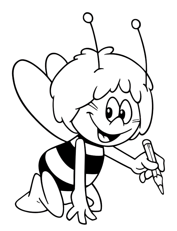 Dibujo 22 de la abeja Maya para imprimir y colorear