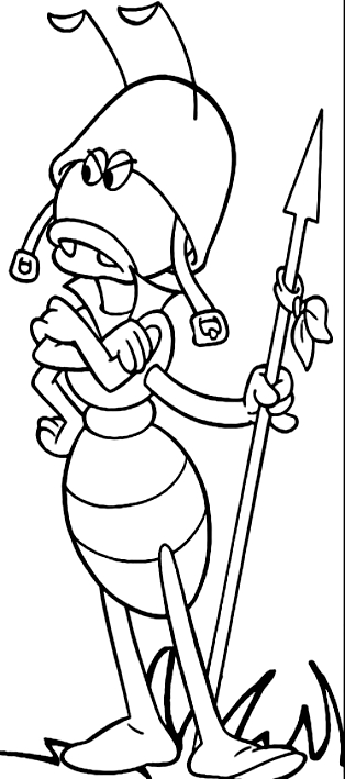 Drawing of the soldier ant (Maya the Honey Bee) to print and color