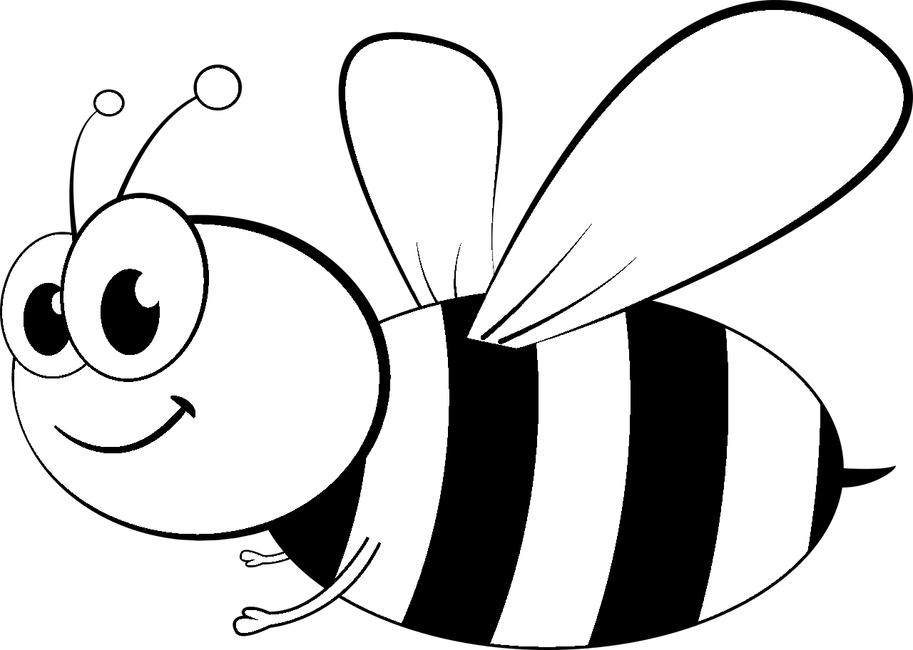 Bee coloring page cartoon style