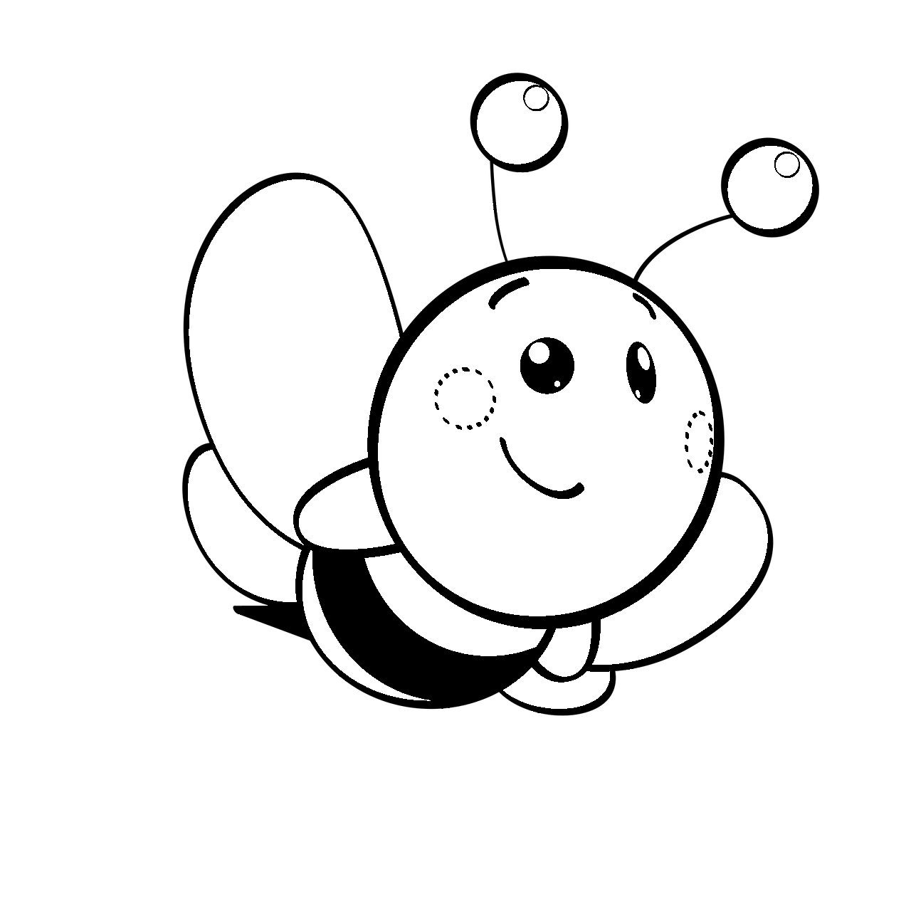 Bee coloring page cartoon style