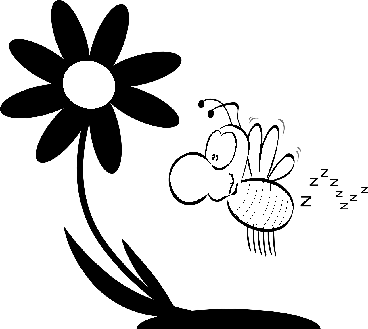 Bee coloring page cartoon style