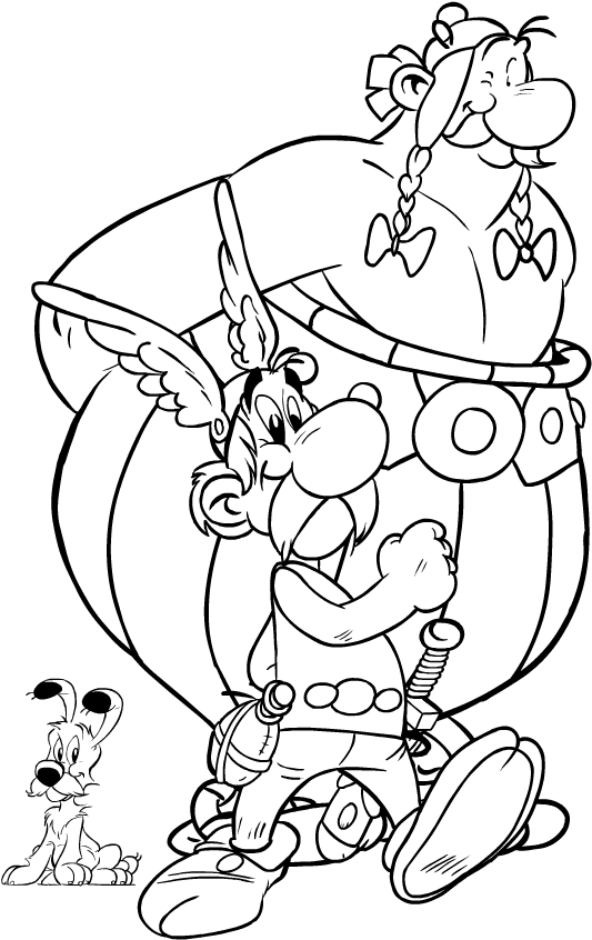 Asterix, Obelix and Idefix coloring page