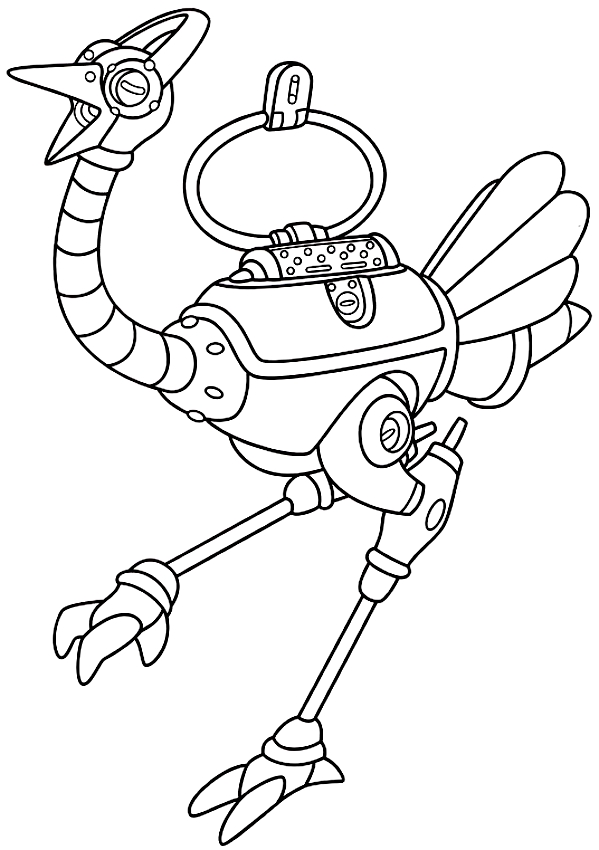 Disegno dello struzzo robot di Astroboy da stampare e colorare