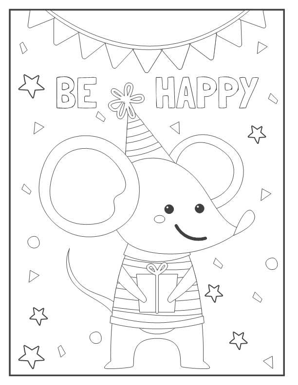 Página para colorear de saludos de feliz cumpleaños