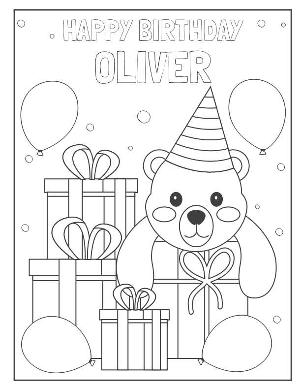 Página para colorear de saludos de feliz cumpleaños