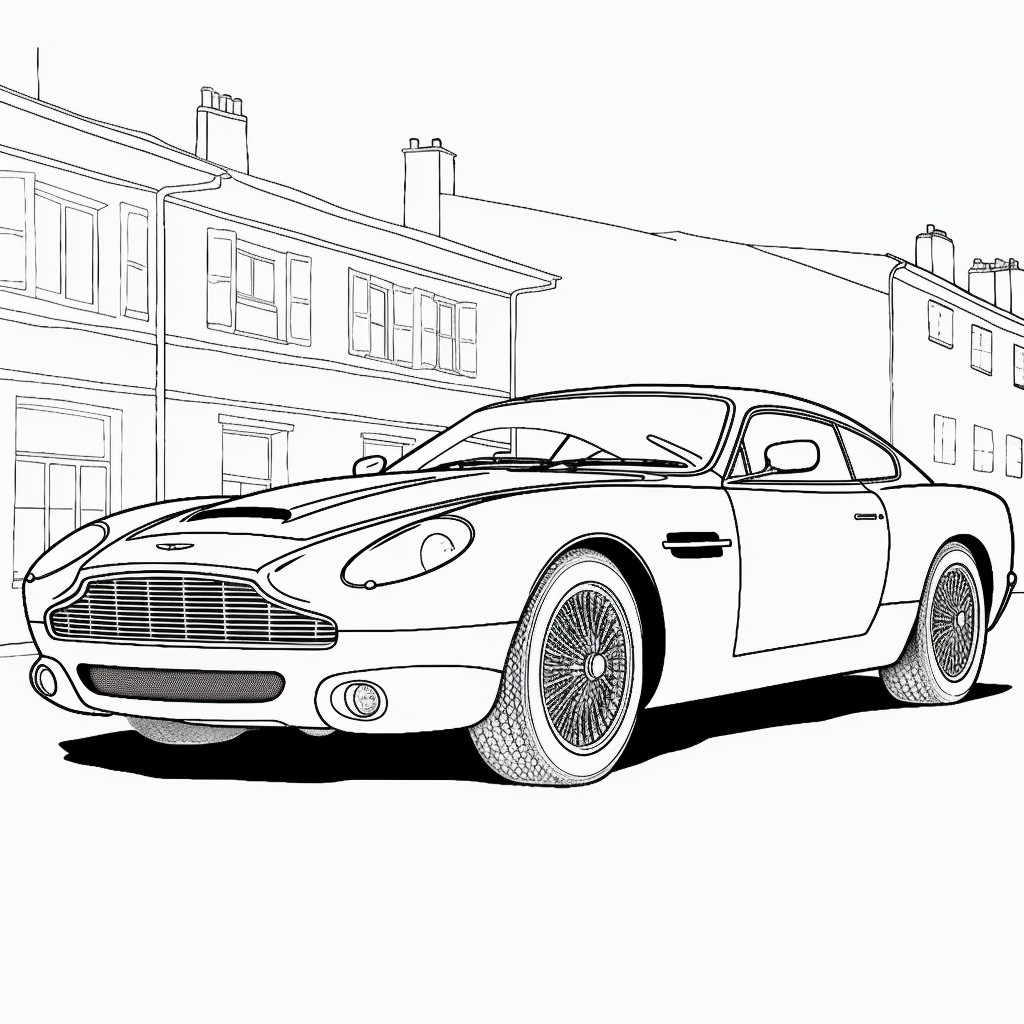 Desenho 01 de Carros Aston Martin para imprimir e colorir