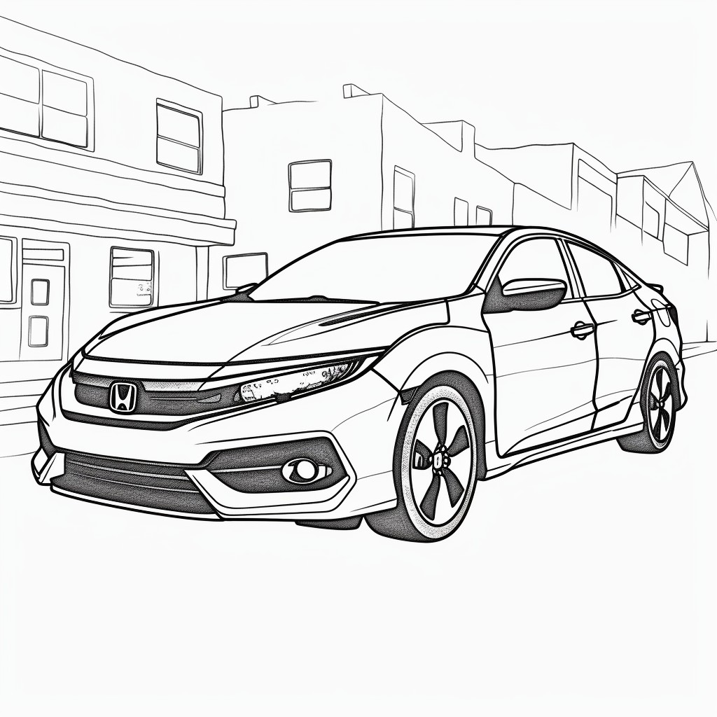 Dibujo 13 de Coche de Honda para imprimir y colorear