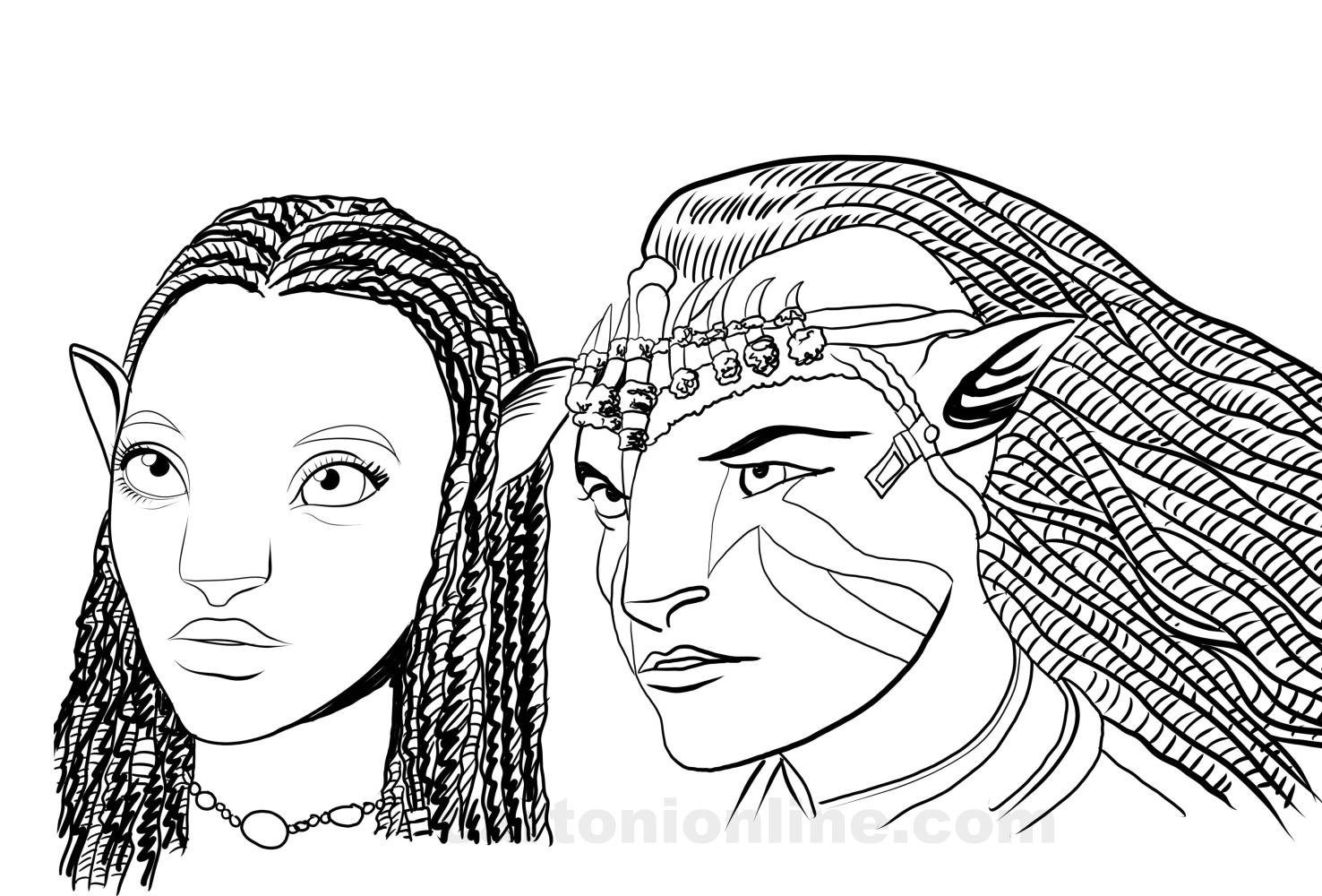 Jake Sully e Neytiri - Avatar 2  coloring pages to print and coloring