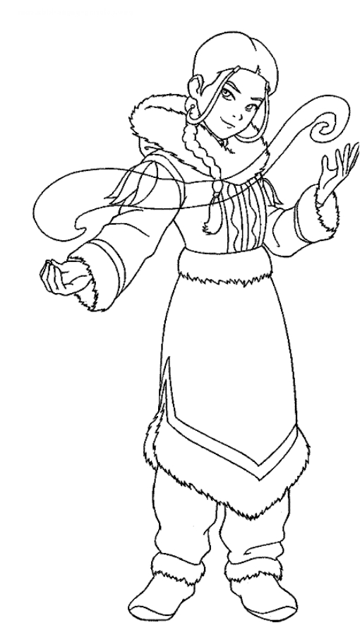 Katara of Avatar the legend of Aang coloring page to print and color