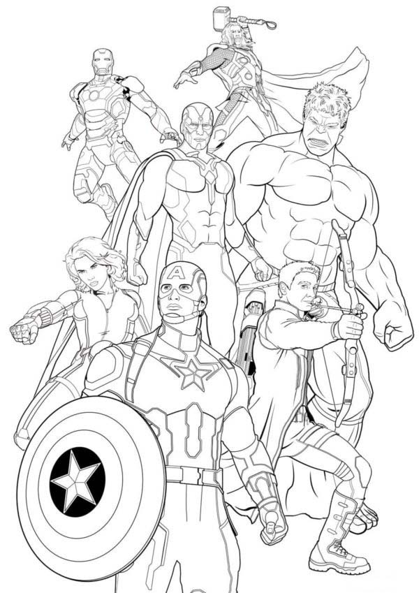 Dibujo 01 de Avengers para imprimir y colorear
