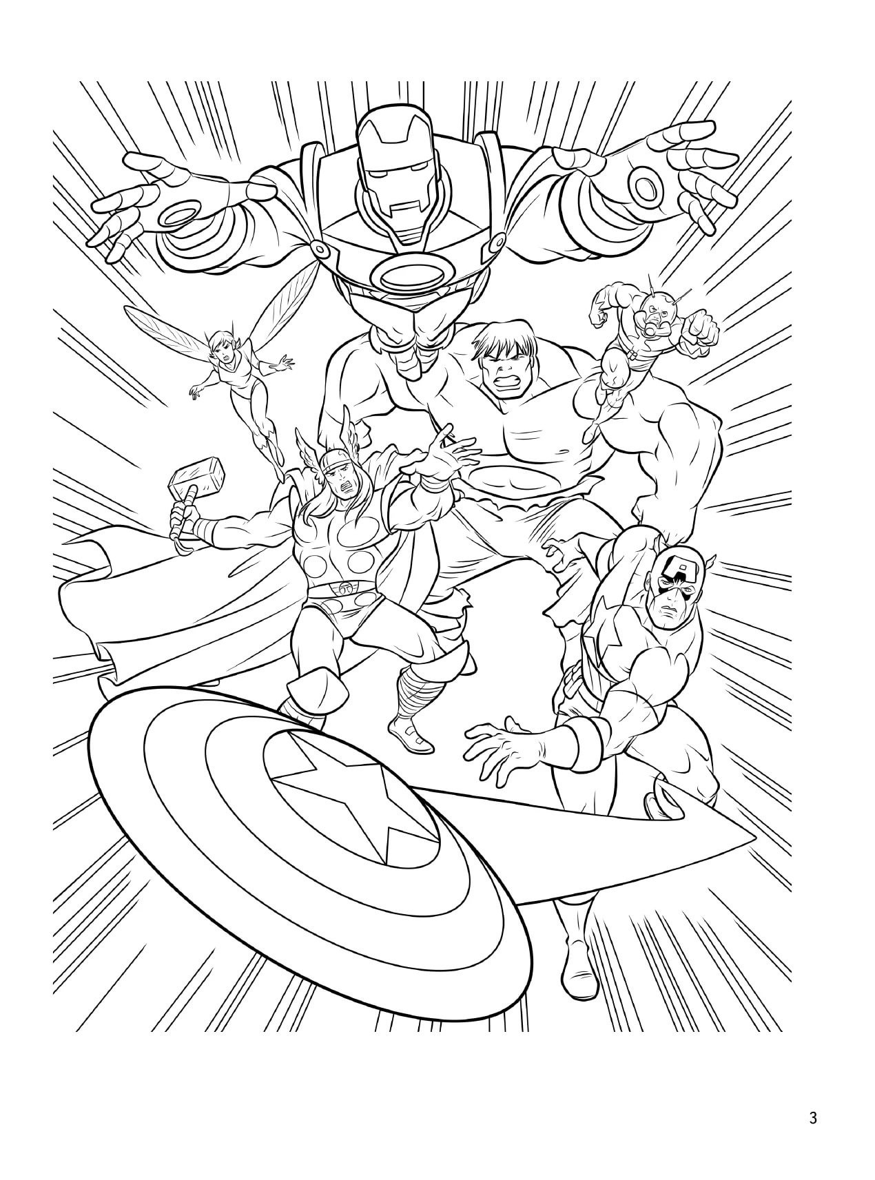 Desenho 04 de Avengers para imprimir e colorir