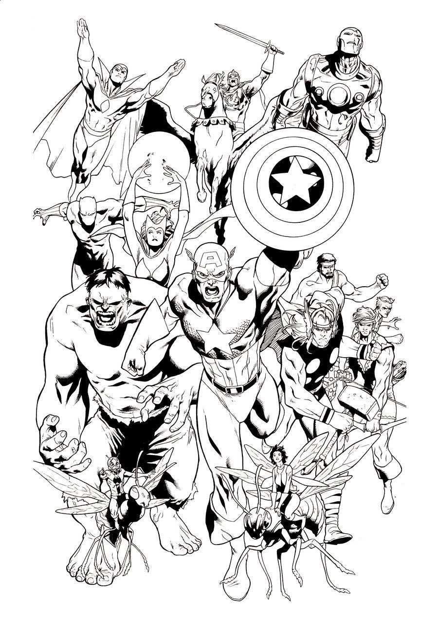 Tegning 16 af Avengers til at printe og farvelægge