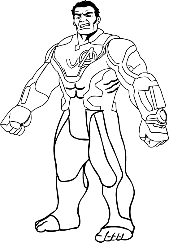 Dibujo de Hulk de Avengers Endgame para imprimir y colorear