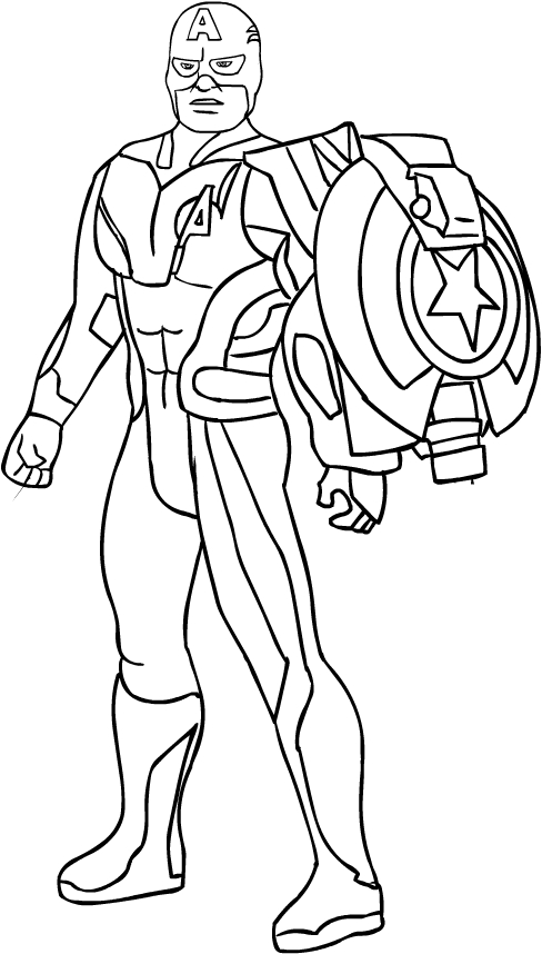Captain America from Avengers Endgame coloring page to print and coloring