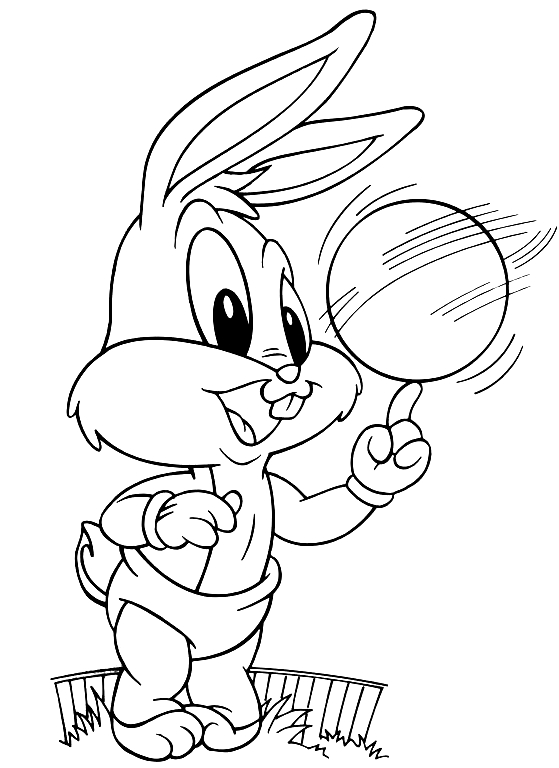 Baby Bugs Bunny spinning the ball on the finger (Baby Looney Tunes) to print and color