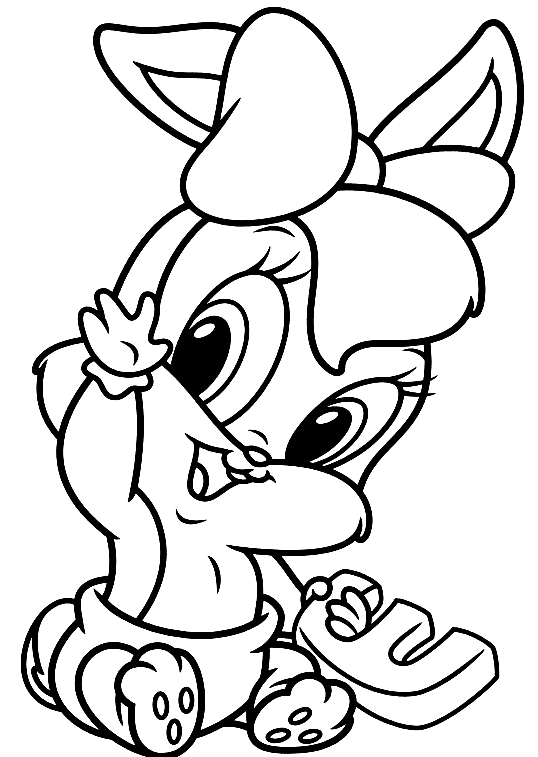 Tekening van Baby Lola Bunny (Baby Looney Tunes) om af te drukken en in te kleuren