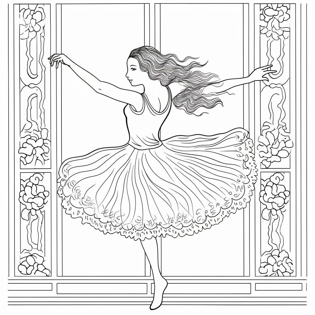 Ballerina-Zeichnung 01 zum Ausdrucken und Ausmalen