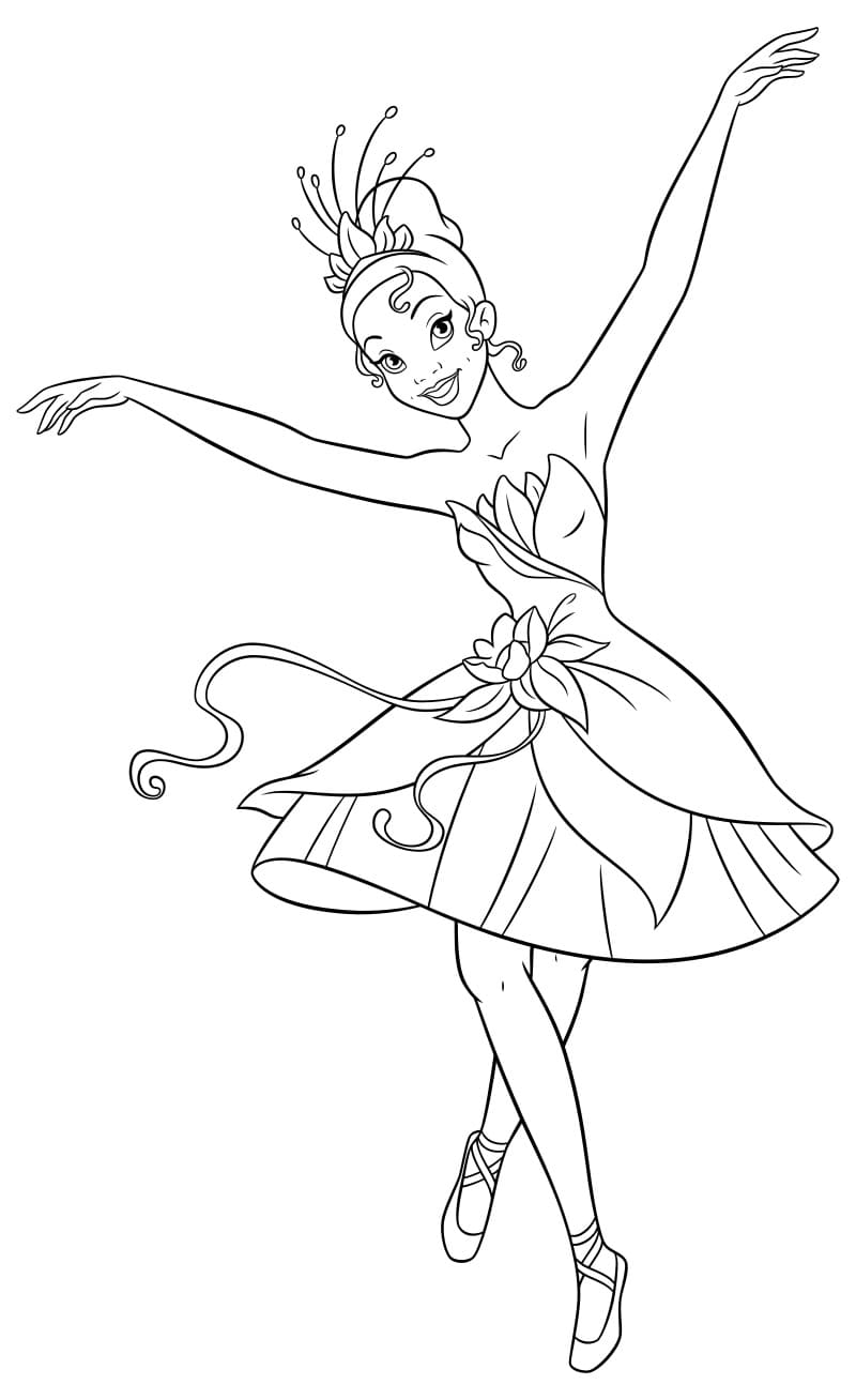 Ballerina-Zeichnung 14 zum Ausdrucken und Ausmalen