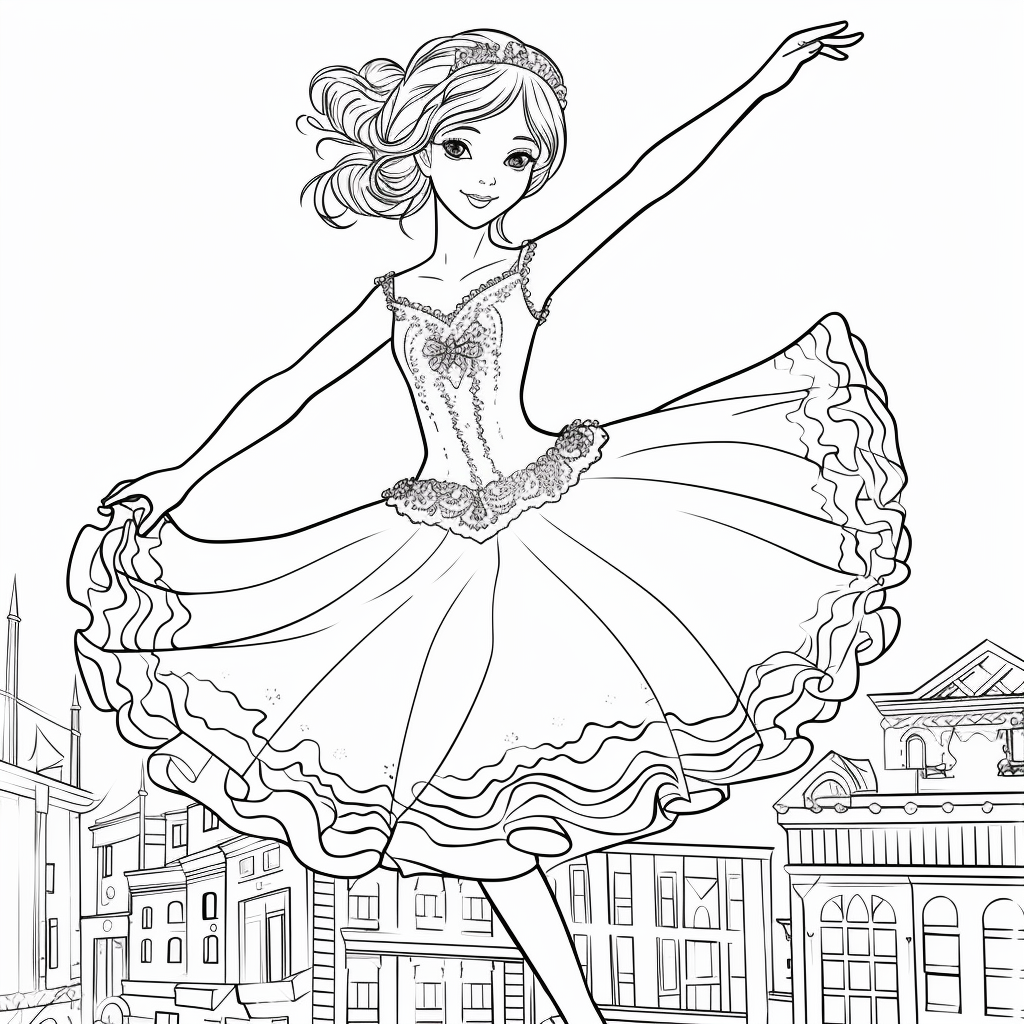Ballerina 31 Zeichnung einer Ballerina zum Ausdrucken und Ausmalen