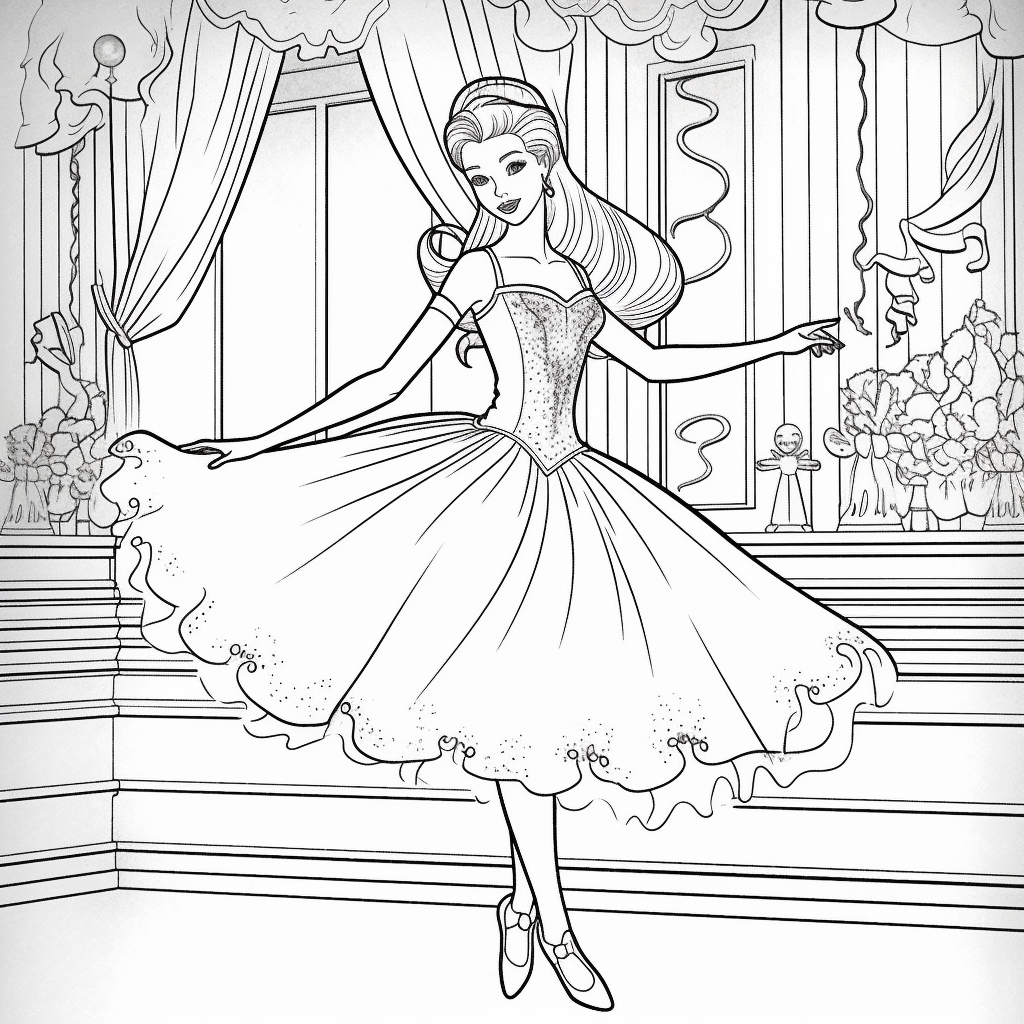 Ballerina-Zeichnung 42 zum Ausdrucken und Ausmalen