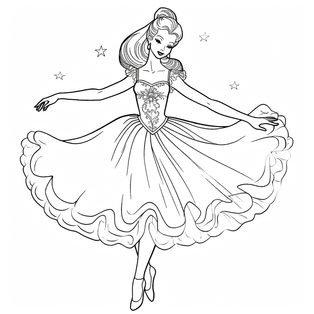 Ballerina-Zeichnung 43 zum Ausdrucken und Ausmalen
