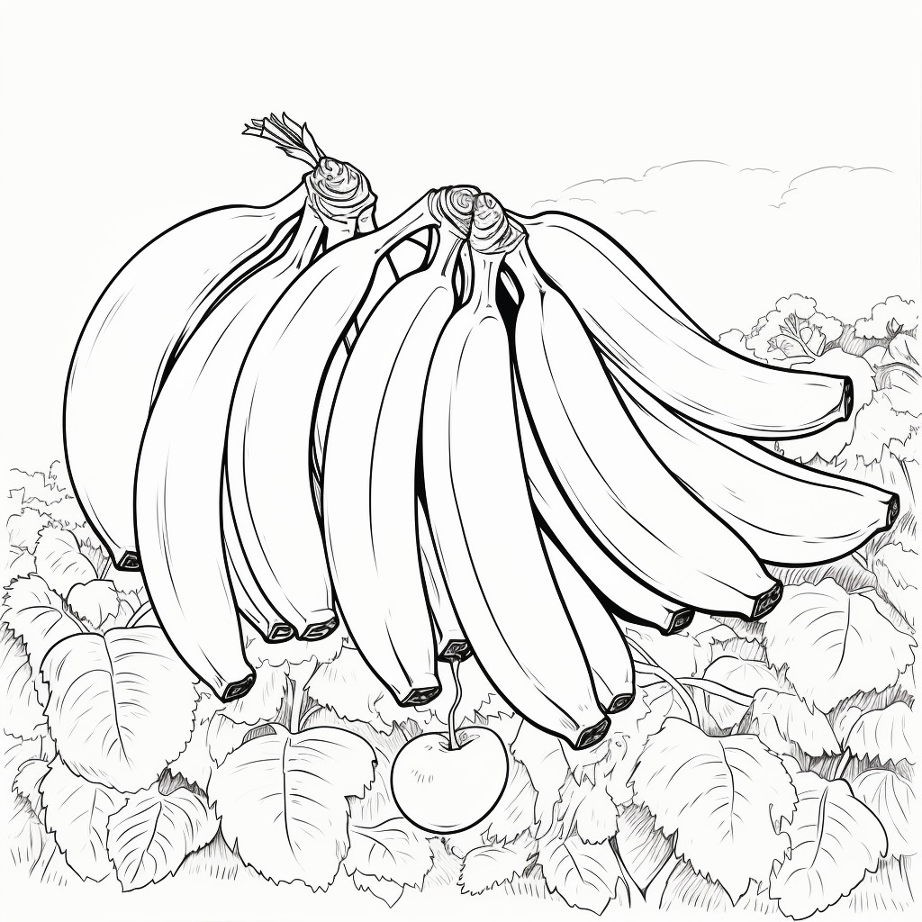 Disegno 04 di banane da stampare e colorare