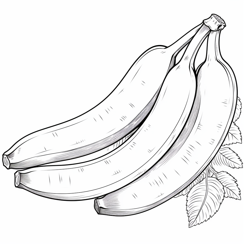 Drawing 06 of bananas to print and color