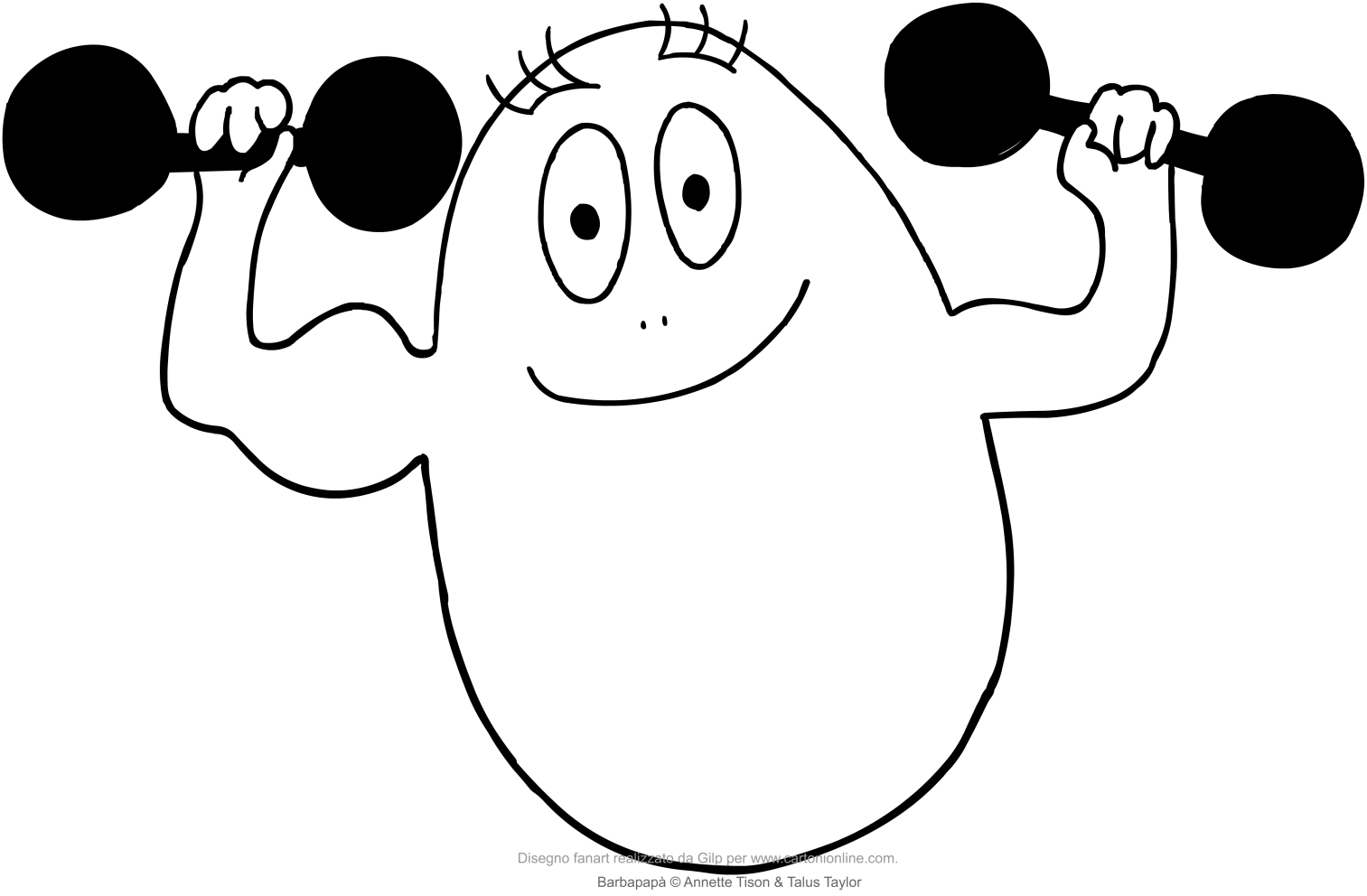 Barbapaps의 스포츠맨 Barbaforte를 인쇄하고 색칠하기