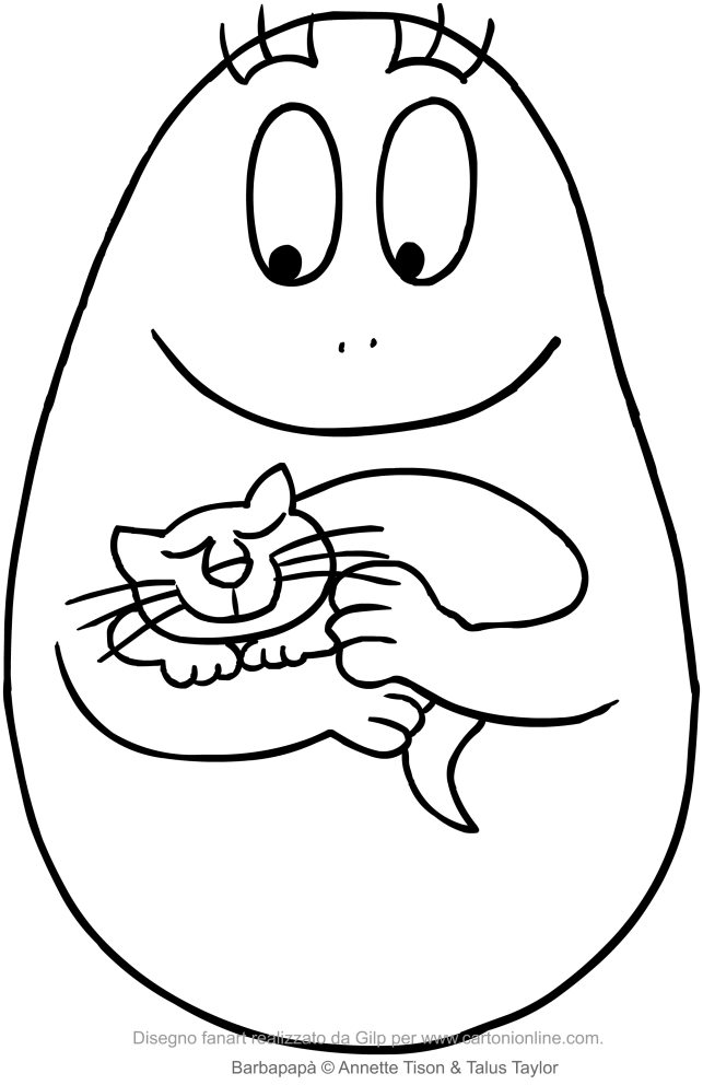 Drawing of Barbazoo of the Barbapap  to print and color