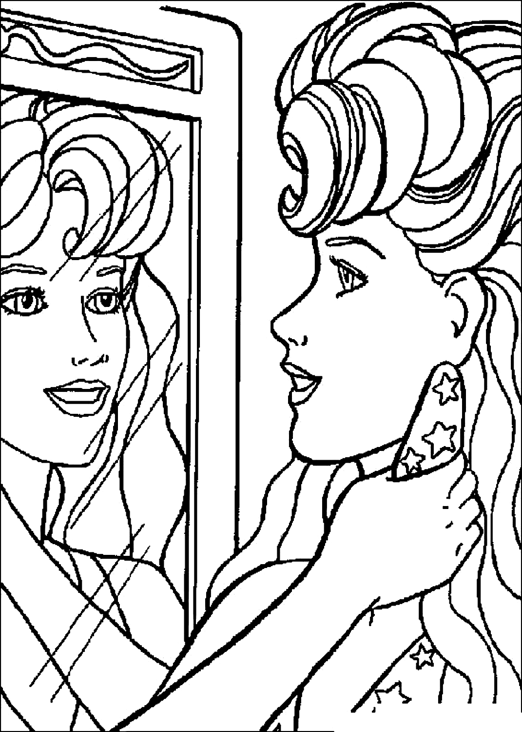 Drawing 14 from Barbie to print and coloring