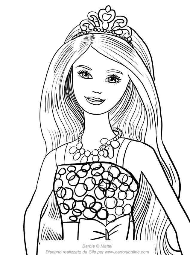Disegno di Barbie festa di compleanno con viso in primo piano da stampare e colorare 