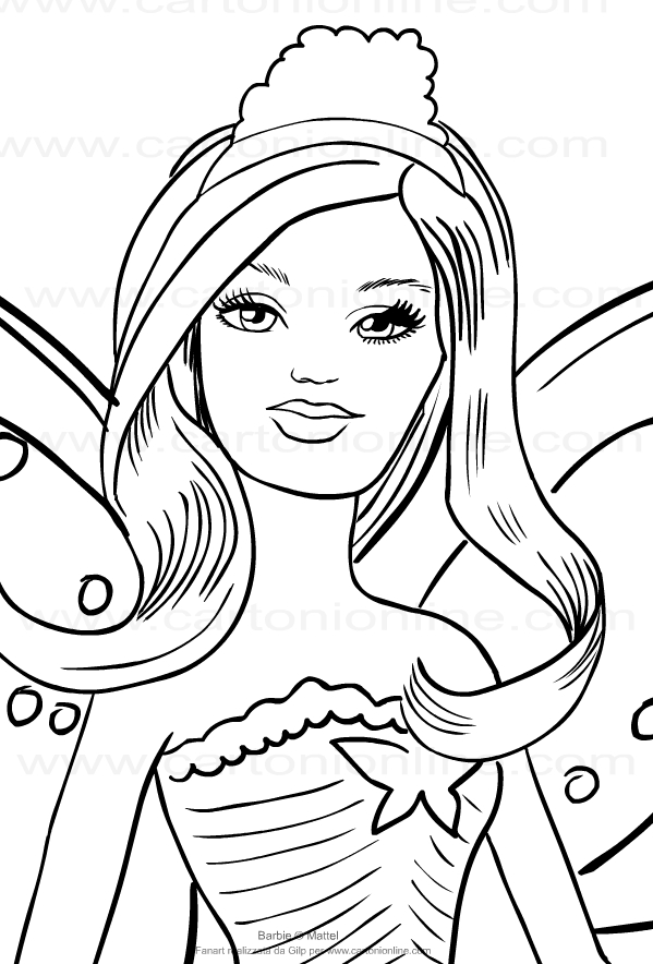 Disegno di Barbie Fairytopia (viso) da stampare e colorare 