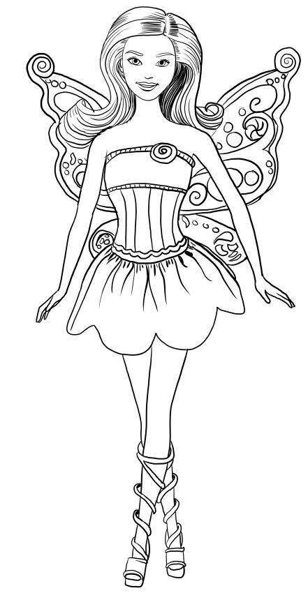 Barbie fairy coloring page to print and color