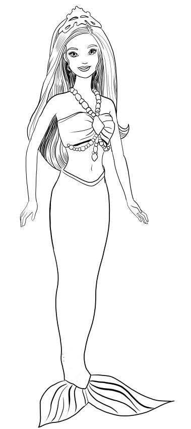 Barbie mermaid coloring page to print and color
